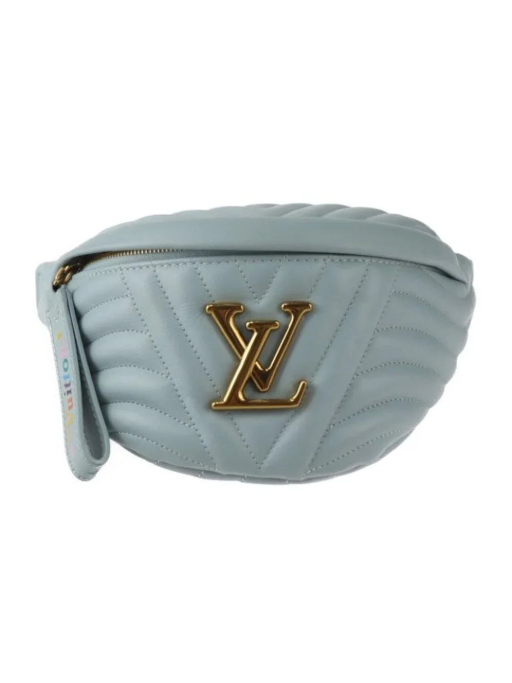Louis Vuitton New Wave Bum Bag Smooth Calf Leather Light Blue Gold Quilted